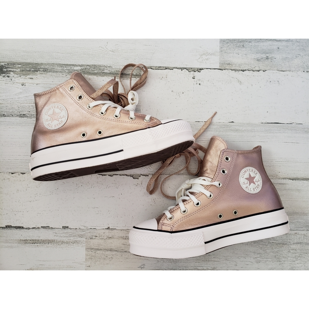 Converse CTAS LIFT HI Platform Shoes - Rose Gold High Tops